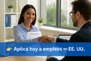 Candidato entregando su currículum a un reclutador en EE. UU.
