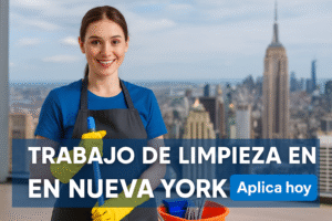 Trabajador de limpieza realizando tareas nocturnas en Nueva York