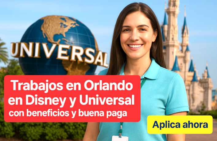 Empleado en Orlando atendiendo visitantes en parque Disney