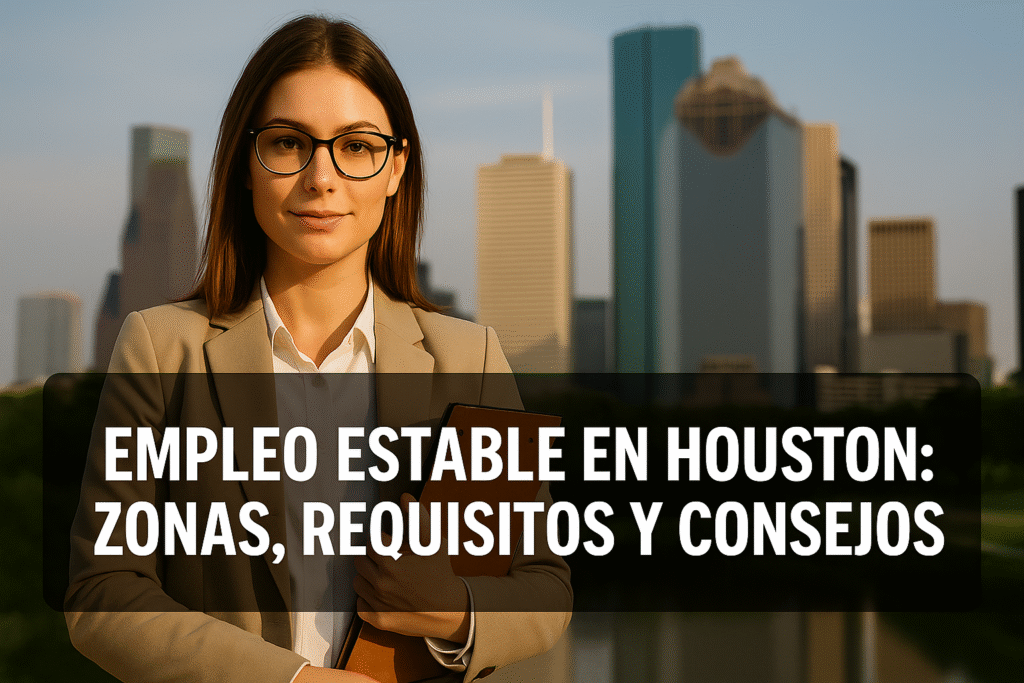 Vista aérea de las zonas de Houston con empleo estable en 2025