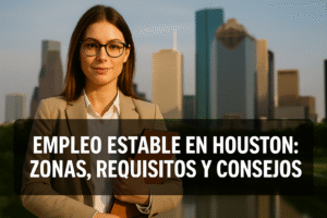 Vista aérea de las zonas de Houston con empleo estable en 2025