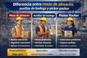 diferencia entre mozo de almacén auxiliar de bodega y picker packer funciones