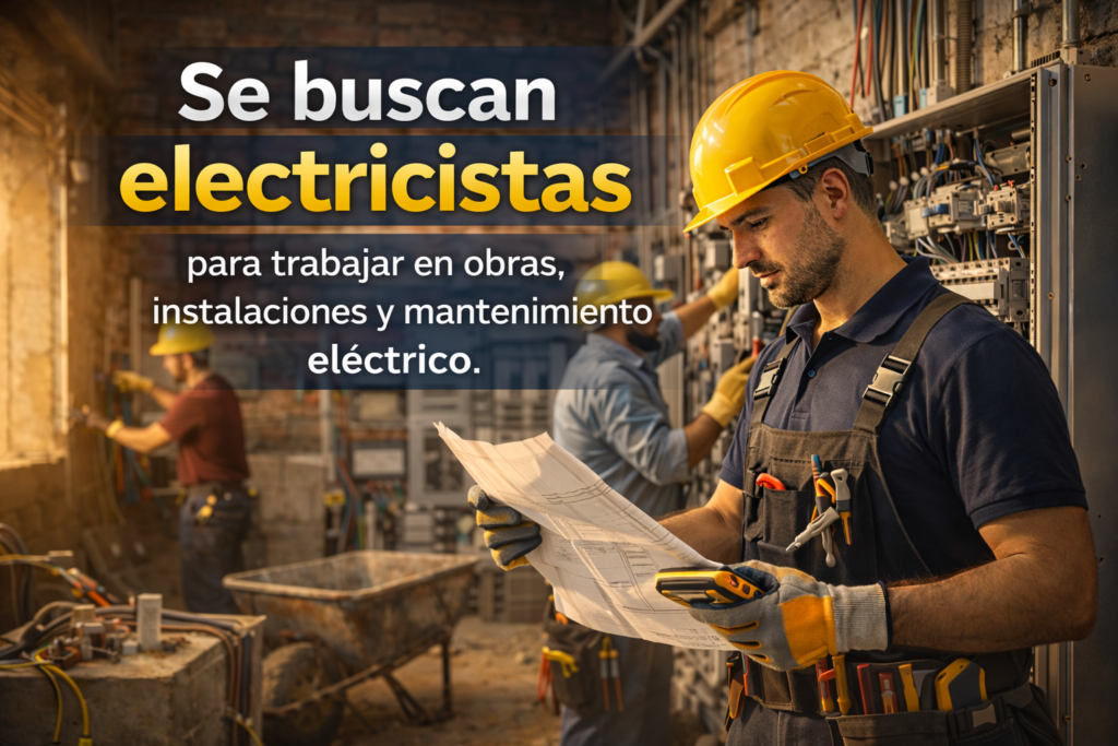 electricistas realizando instalación y mantenimiento eléctrico en obra