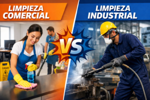 Diferencia entre limpieza comercial y limpieza industrial explicada fácil para personas que buscan trabajo de limpieza