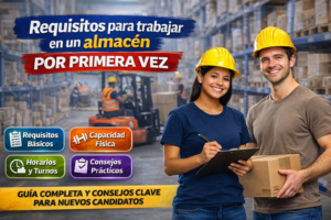 mozo de almacén organizando productos en almacén logístico