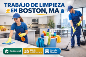 trabajo de limpieza en Boston MA residencial y comercial con ingresos semanales