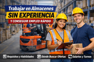 Trabajador organizando paquetes en almacén sin experiencia laboral