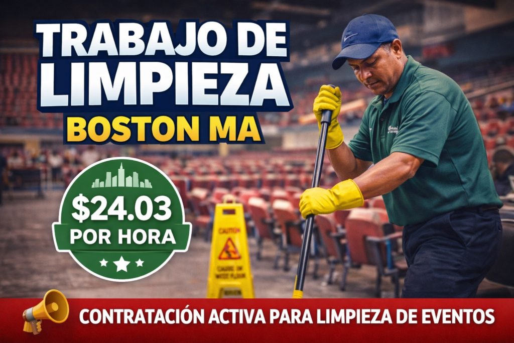 trabajo de limpieza en Boston MA para eventos con pago de 24.03 por hora