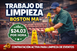 trabajo de limpieza en Boston MA para eventos con pago de 24.03 por hora