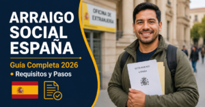 Inmigrante hispano tramitando arraigo social en España 2026